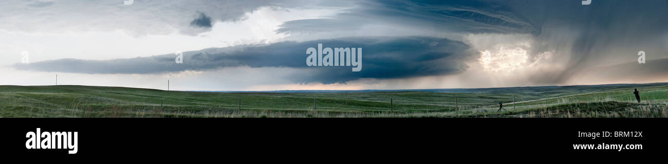Ein Panorama der supercellular Gewitter im ländlichen Wyoming, 21. Mai 2010. Stockfoto