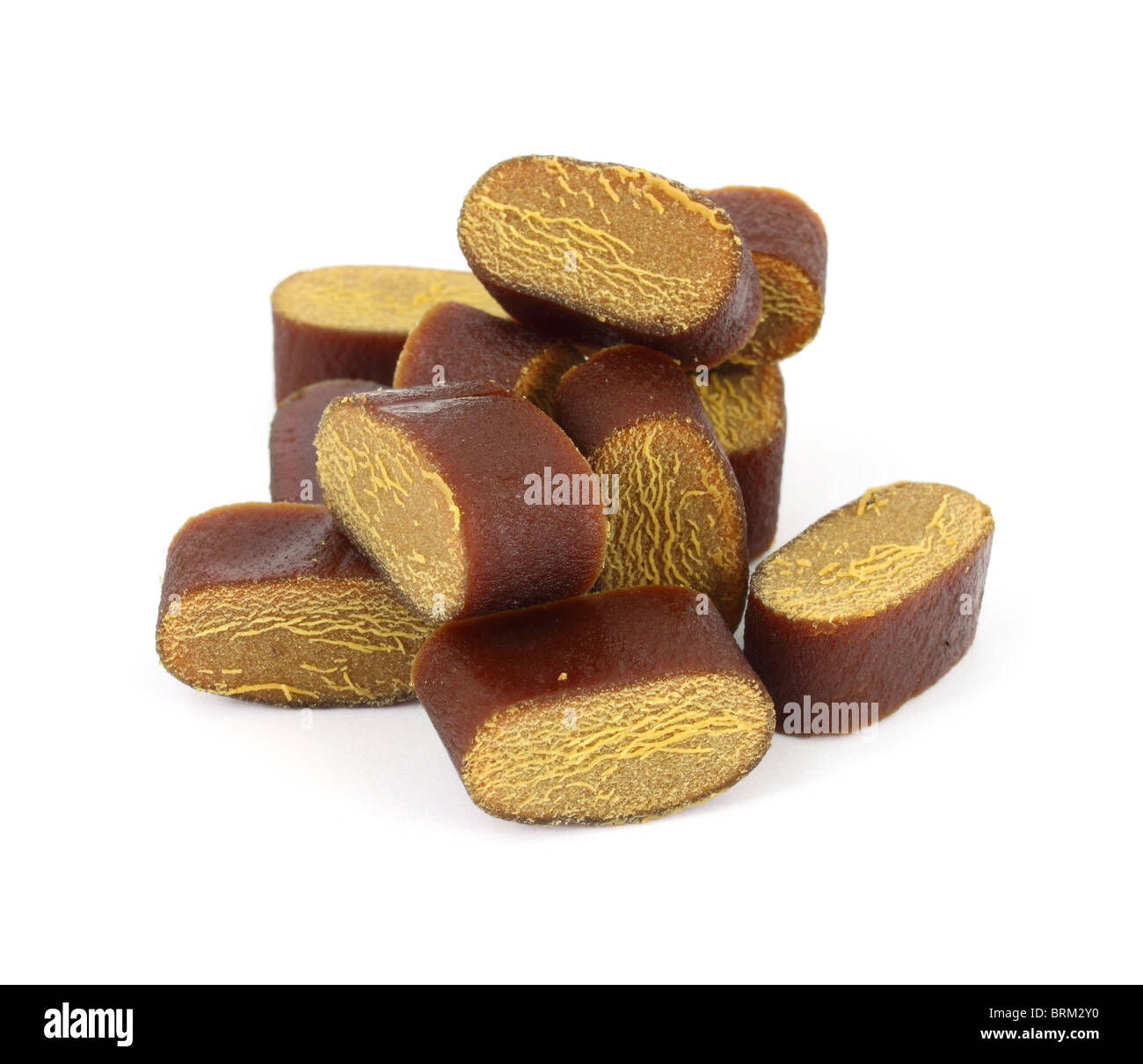 Lakritz Stücke geschnitten Stockfoto