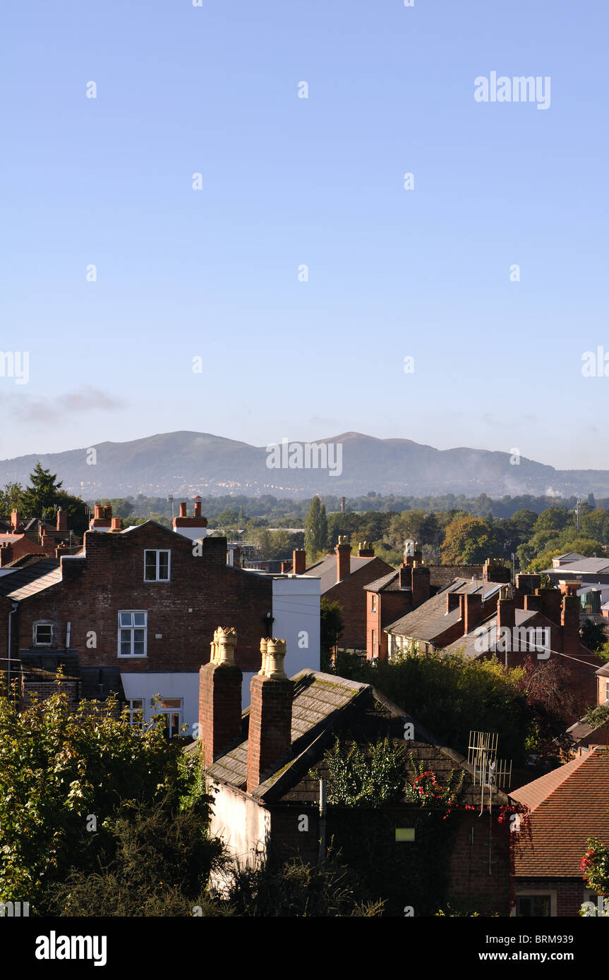 Ansicht von Malvern Hills aus Worcester, Worcestershire, England, UK Stockfoto