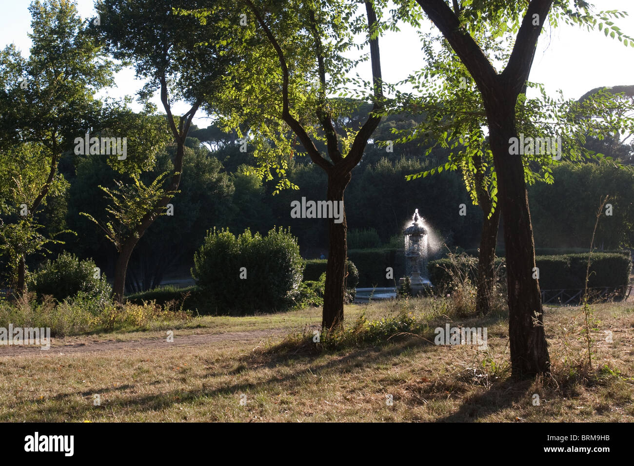 "Villa Pamphilj" Stadtpark Panorama Brunnen Rom Italien Stockfoto