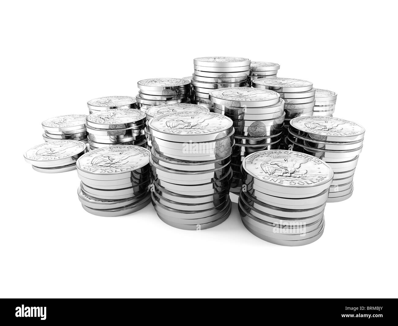 Dollar Münze 3d auf weißem Hintergrund Stockfoto