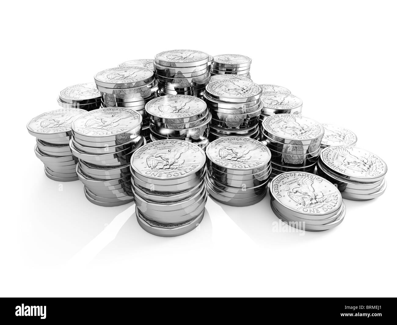 Dollar Münze 3d auf weißem Hintergrund Stockfoto