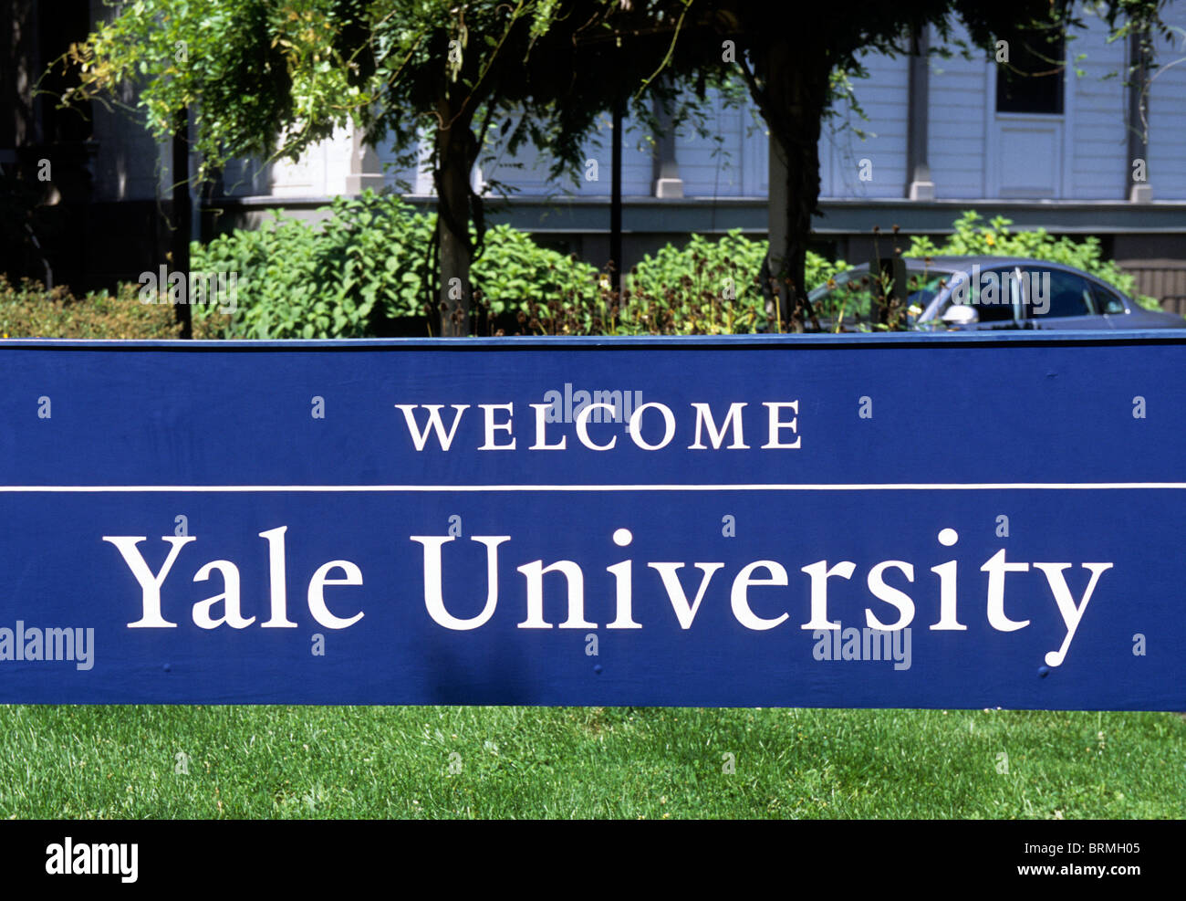 Yale University Willkommensschild auf dem Campus. New Haven Connecticut USA Stockfoto