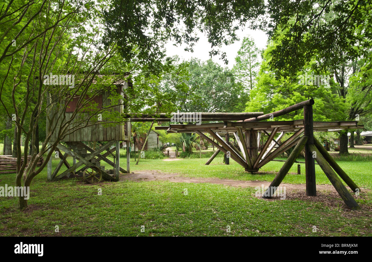 Baton Rouge, Louisiana Rural Life Museum ca. 19. Jahrhundert Grist mill Stockfoto