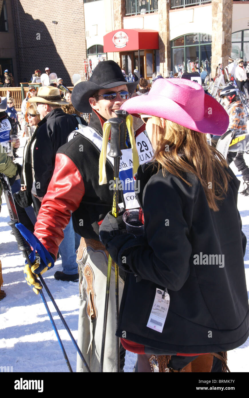 Cowboy-downhill-Rennen in Steamboat Springs, Colorado Stockfoto