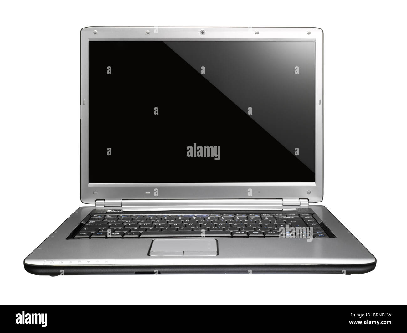 Ein Schnitt aus einem offenen Silber Notebook Stockfoto