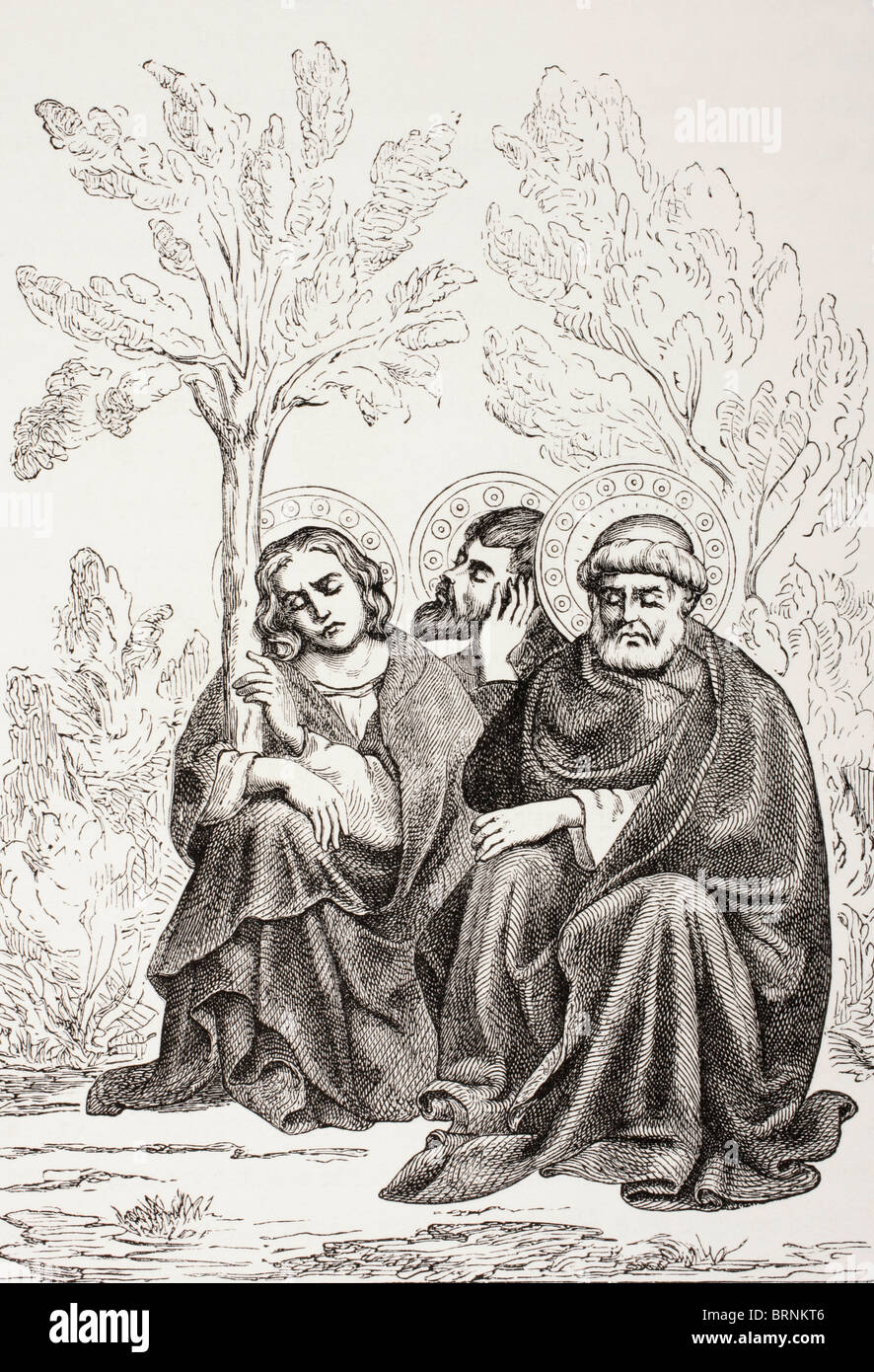 Die Apostel im Garten von Gethsemane. Stockfoto