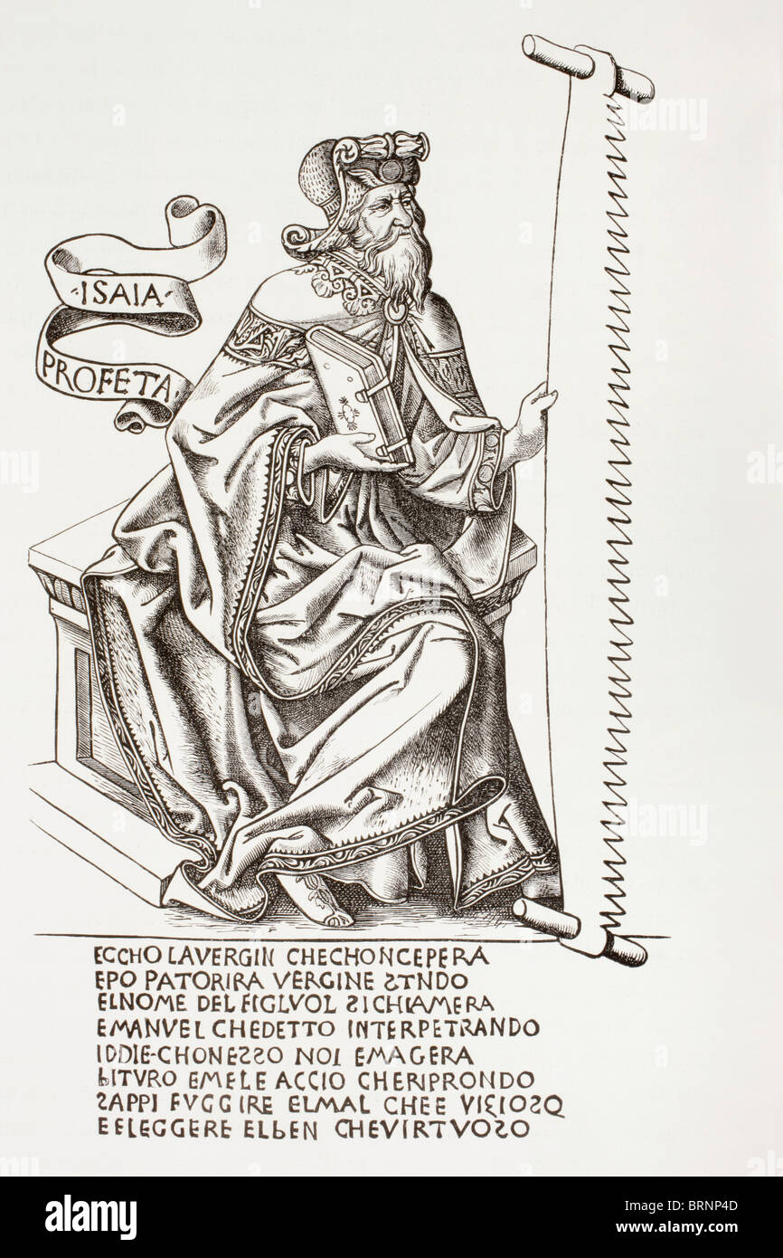 Der Prophet Jesaja, halten Sie die Säge mit denen einige sagen er gemartert wurde. Stockfoto