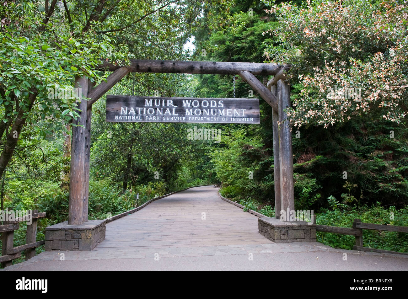 Eingang zu den Muir Woods National Park, Kalifornien, USA Stockfoto