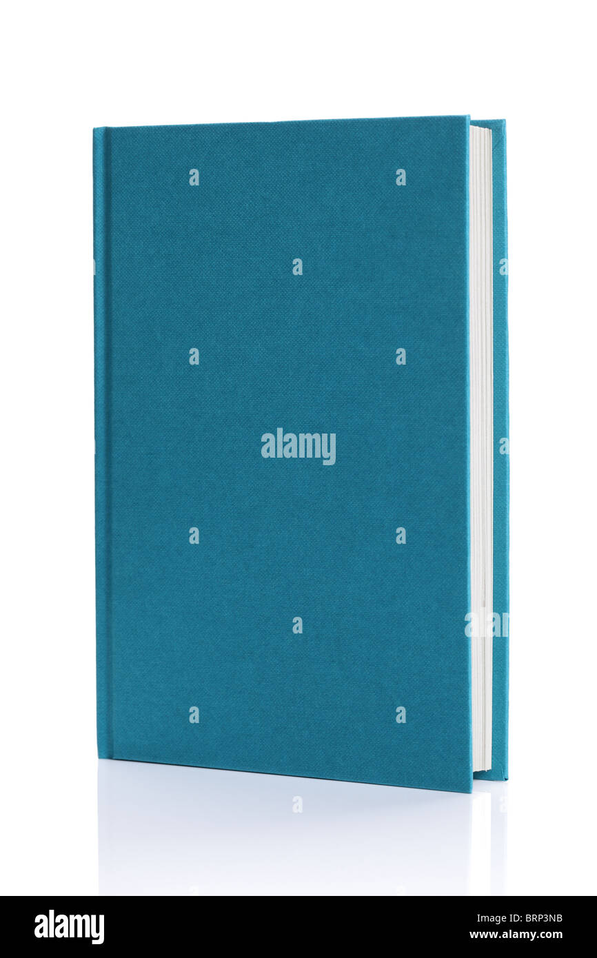 Isolierte leere blaue Hardcover-Buch Stockfoto