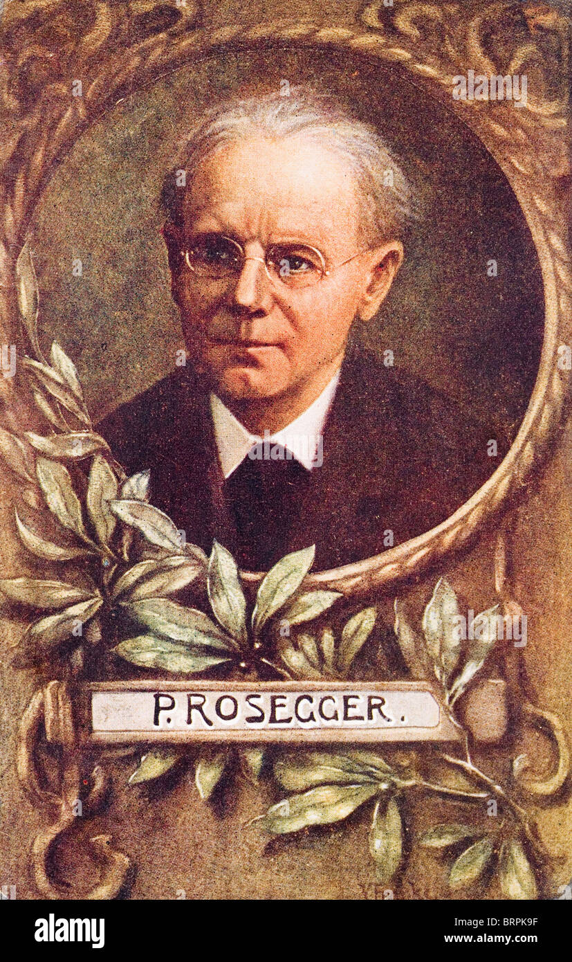 Peter Rosegger 1843-1918. Österreichische Dichter aus der Steiermark. In Graz (die Hauptstadt der Steiermark) gefeiert. Stockfoto