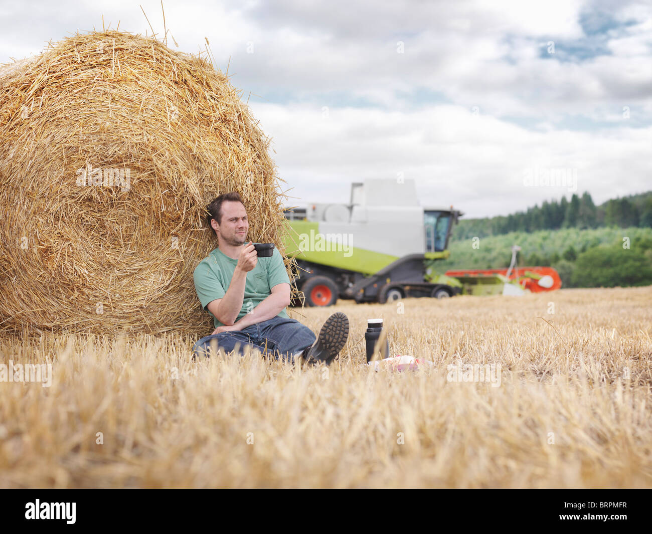 Landwirt eine Pause während der Ernte Stockfoto