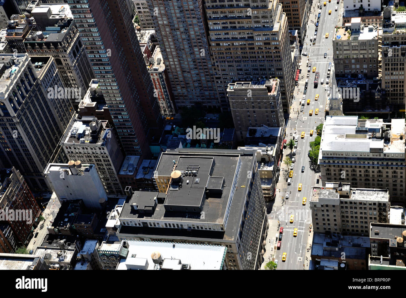 New York-Dächer von Empires State Building, Manhattan, USA Stockfoto
