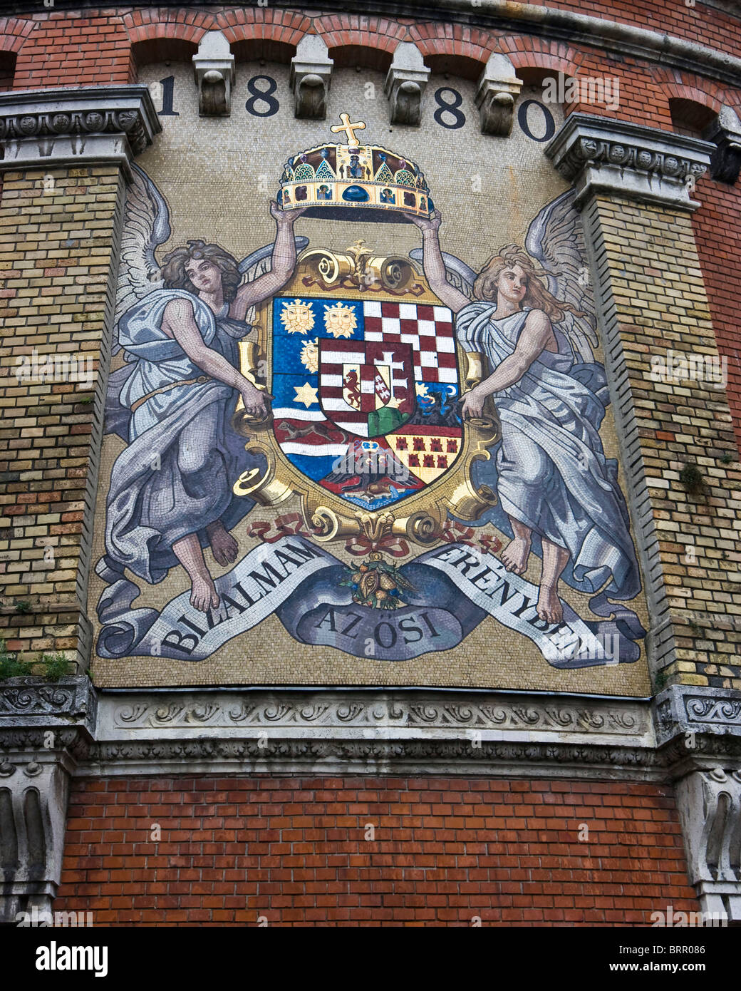 Mosaik-Insignien Wappen Emblem Wappen der ungarischen königlichen Palast Budapest Ungarn Europa Stockfoto