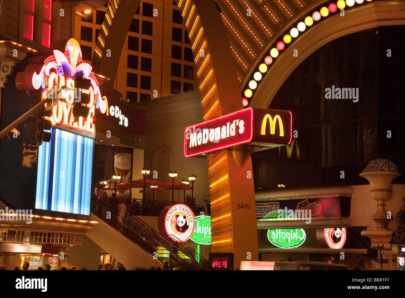 Leuchtreklamen und Lichter auf dem Strip, Las Vegas USA Stockfoto