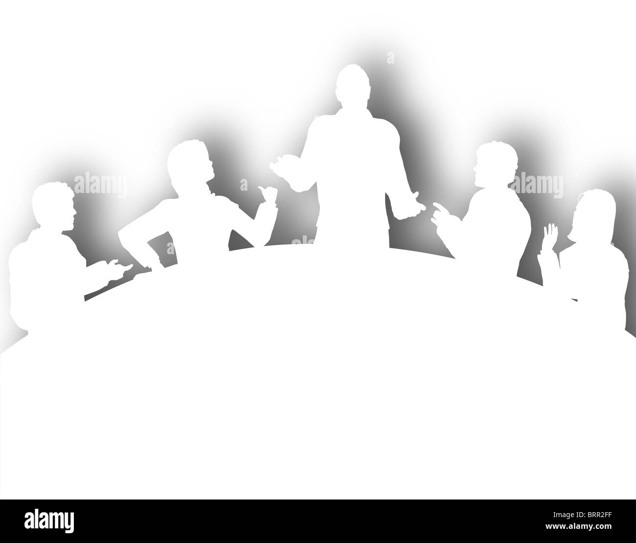 Silhouette von einem Geschäftstermin an einem Tisch illustriert Stockfoto