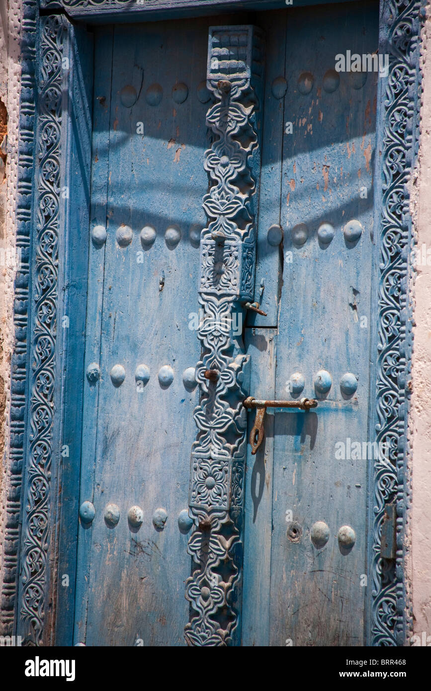 Reich verzierte Stonetown Holztür Stockfoto