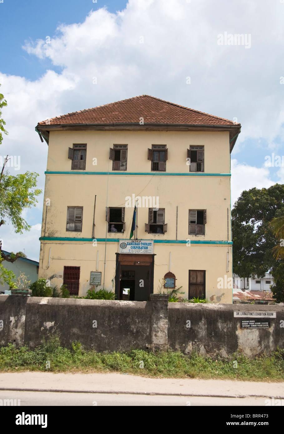 Livingstone Haus in Sansibar beherbergt jetzt die Zanzibar Tourist Corporation. Stockfoto