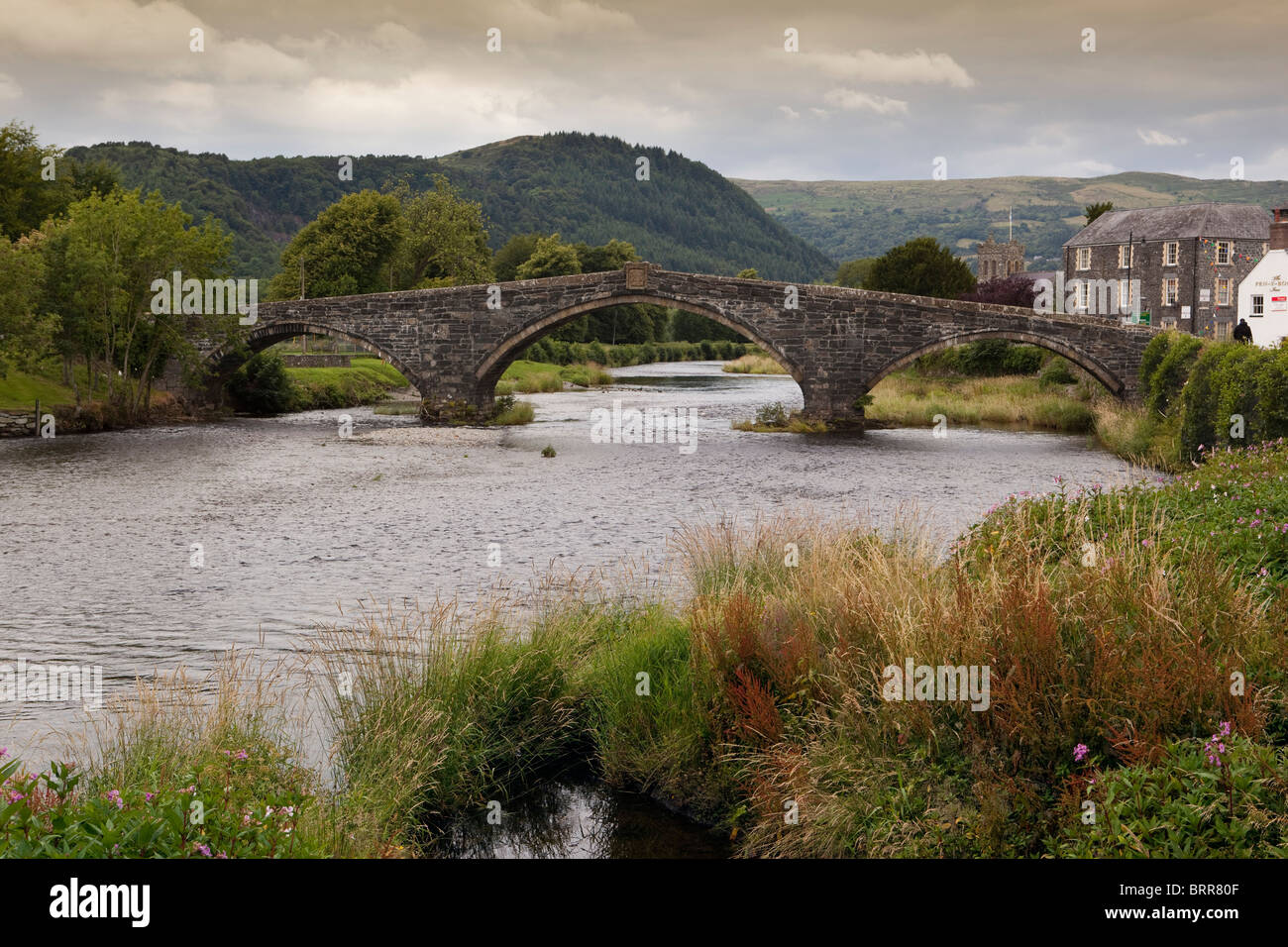 Großbritannien, Wales, Snowdonia, Romanum, 1636 Steinbrücke über den Fluss Conwy Stockfoto