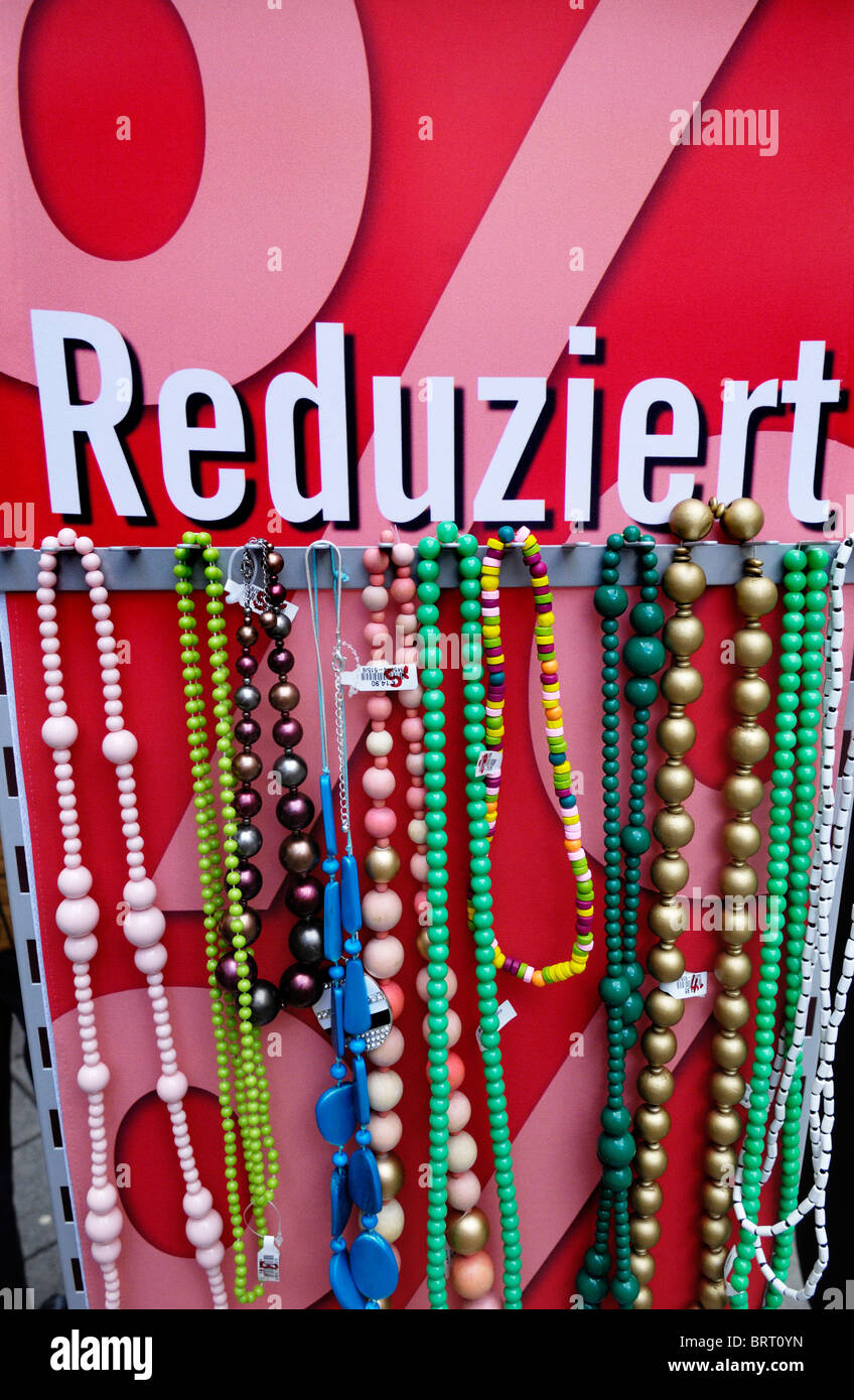 Reduziert Modeschmuck, Fußgängerzone, Nürnberg, Bayern, Deutschland, Europa Stockfoto