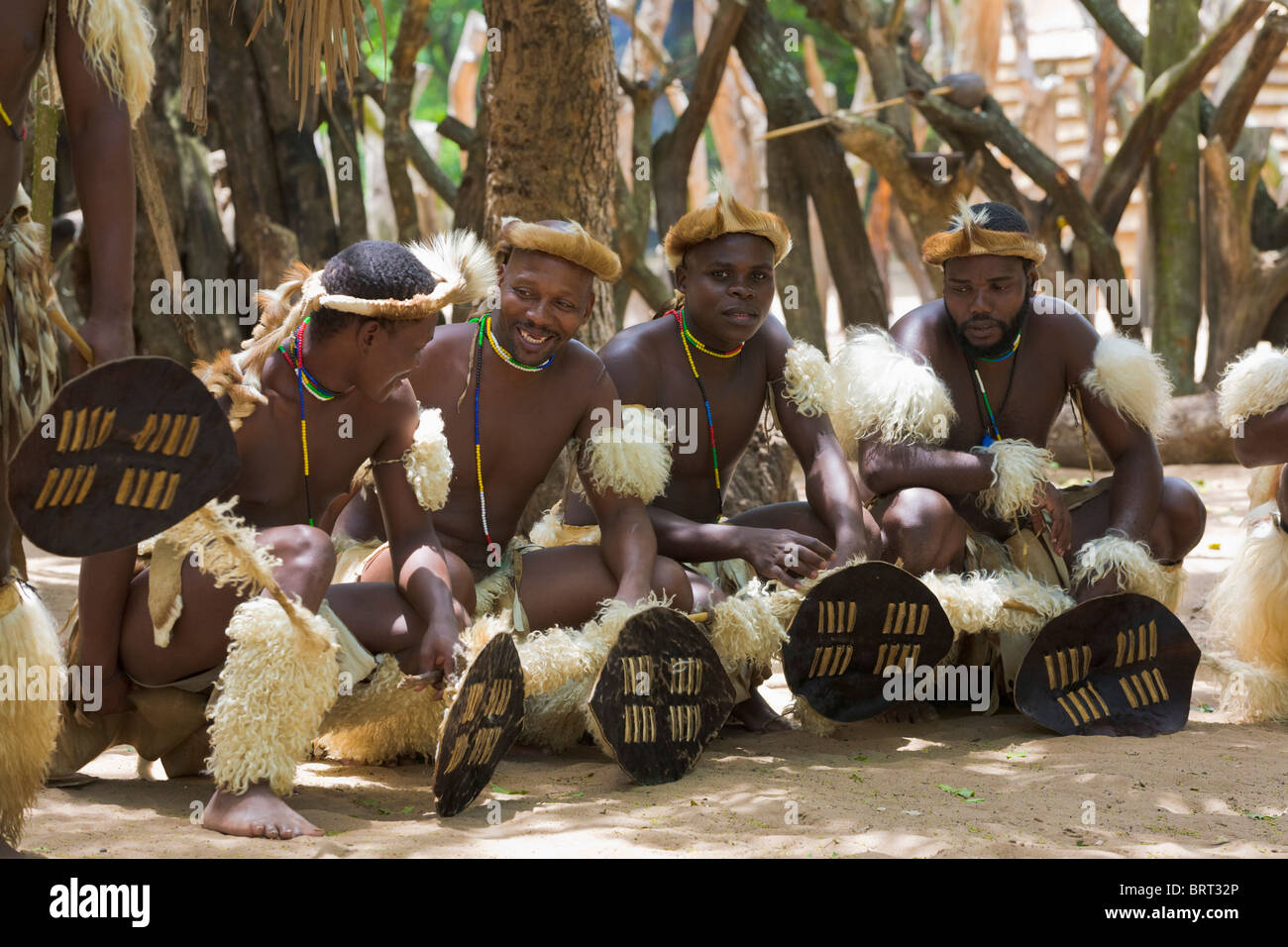 Zulu-Krieger, KwaZulu Natal, "Südafrika" Stockfoto