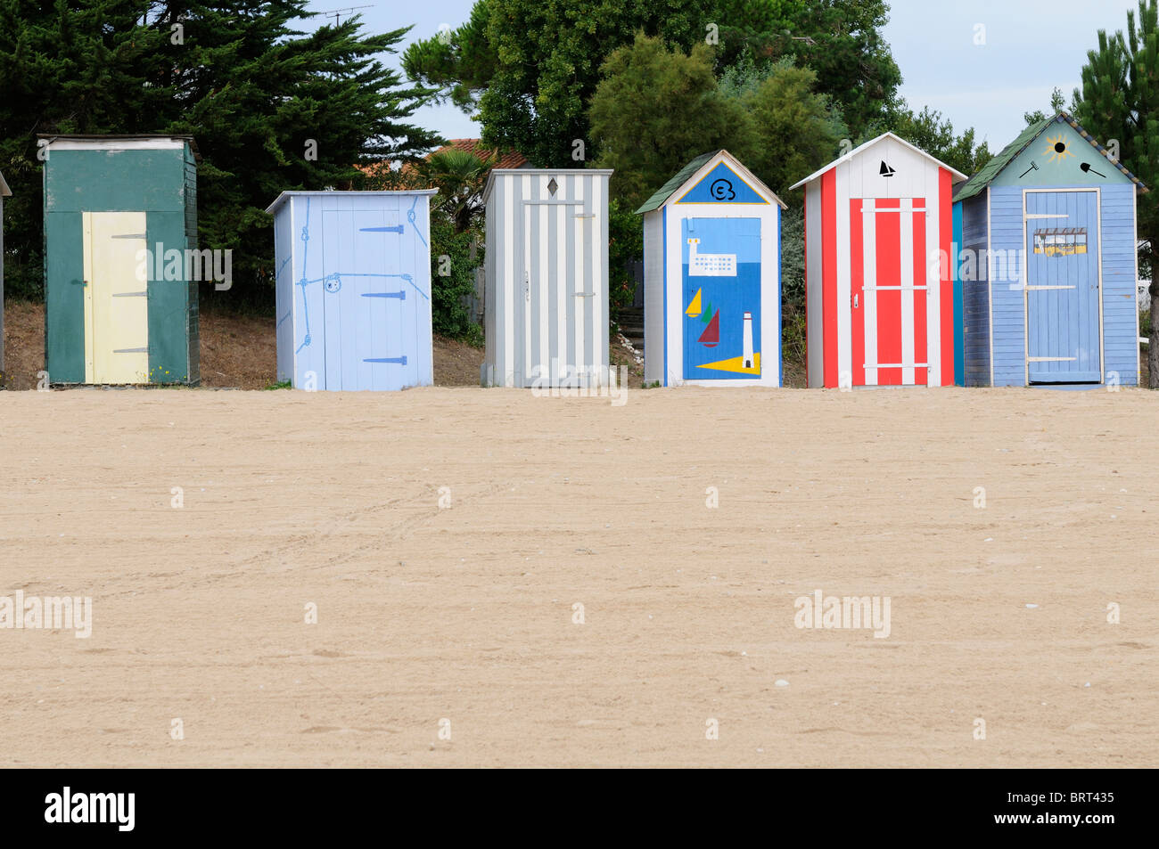 Stock Foto von Strandhütten an St Denis d'oleron auf Ile d'oleron, Frankreich. Stockfoto