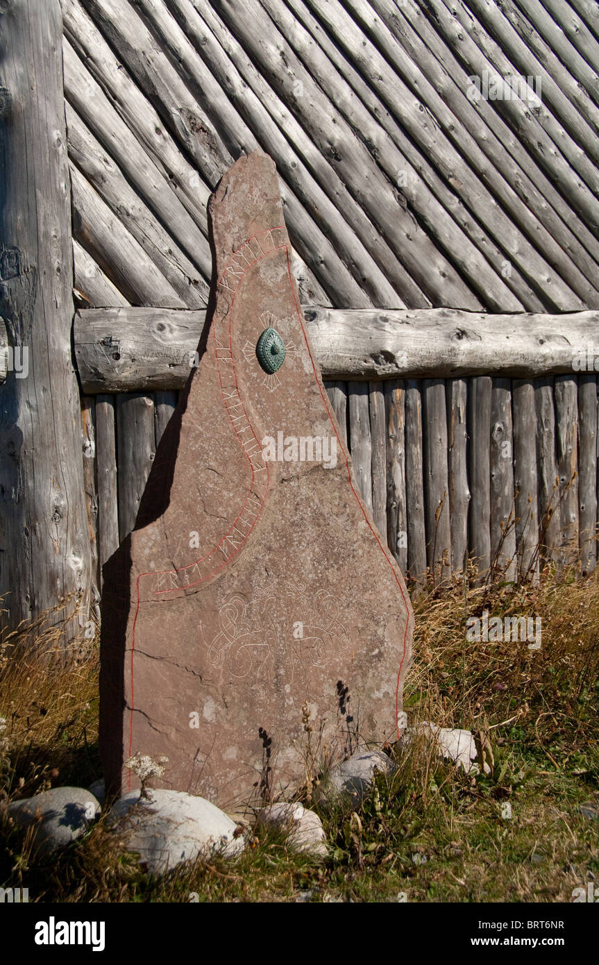 Kanada, Neufundland und Labrador, l ' Anse Aux Meadows. Norstead Wikingerdorf, Nachbildung des nordischen Bootshaus. Stockfoto