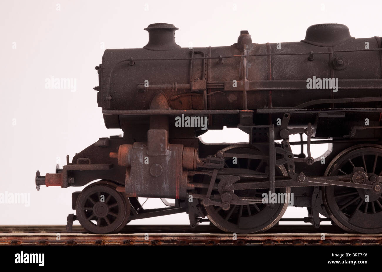 LMS Ivatt Klasse 4, BR Lackierung, Front Detail Nahaufnahme verwittertes Modell Stockfoto