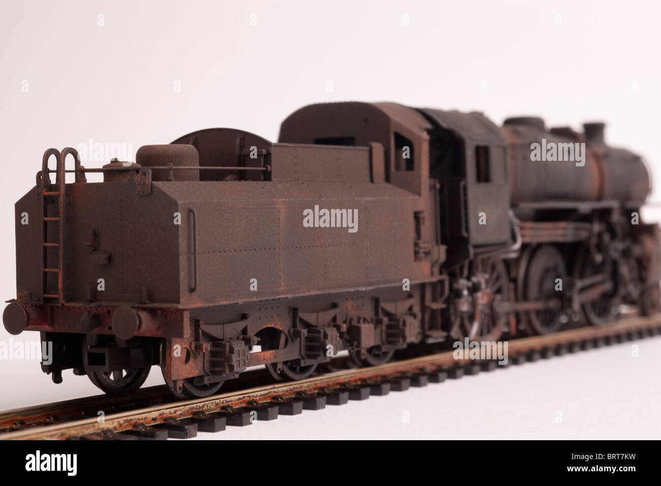 LMS Ivatt Klasse 4, BR-Lackierung, Rückansicht verwittertes Modell Stockfoto