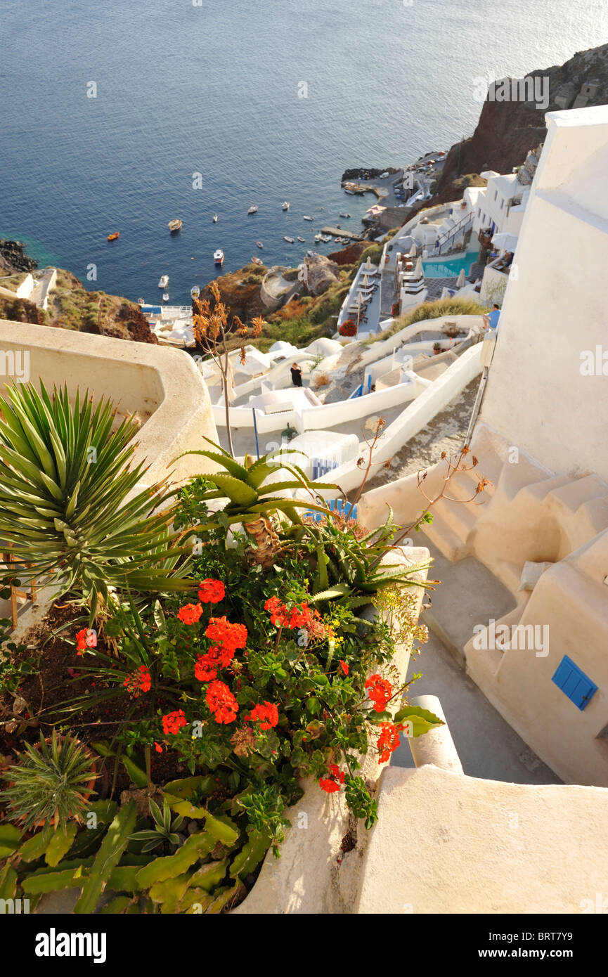 Häuser auf der griechischen Insel Santorini in den Kykladen Stockfoto