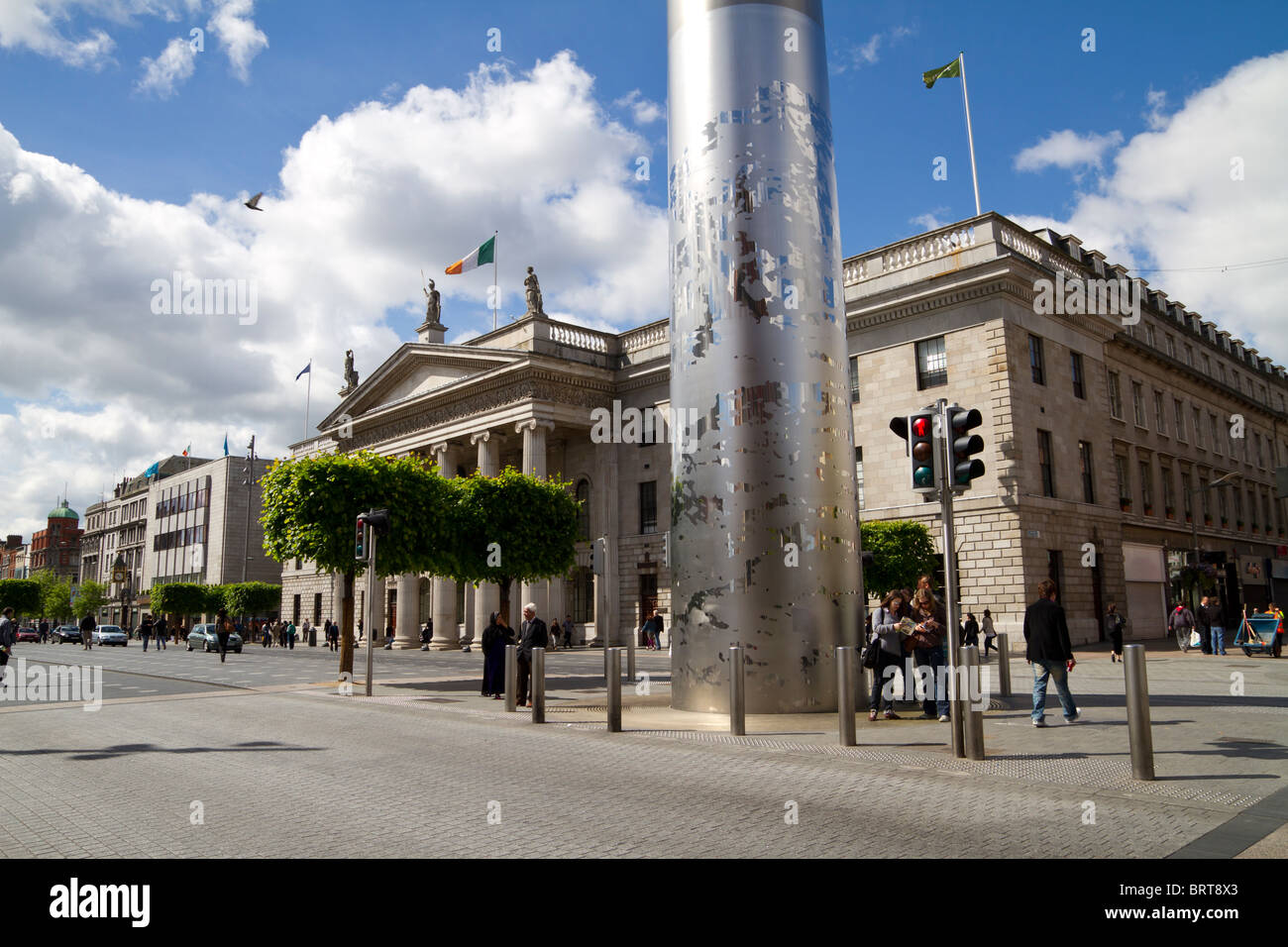 Schuss des Stadtzentrums von Dublin mit Post und Spire Stockfoto