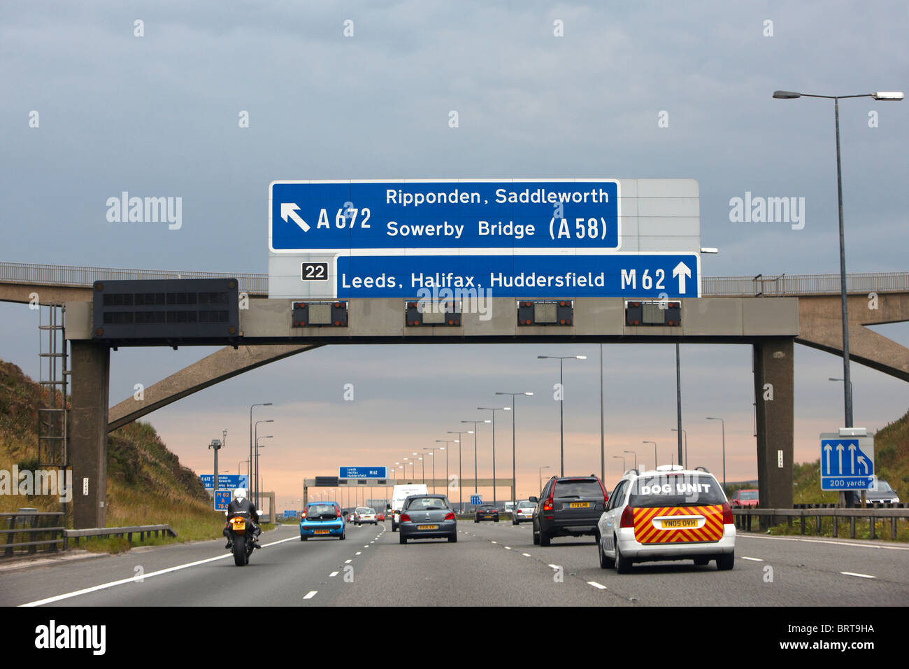 Autobahn M62 in Yorkshire Stockfoto
