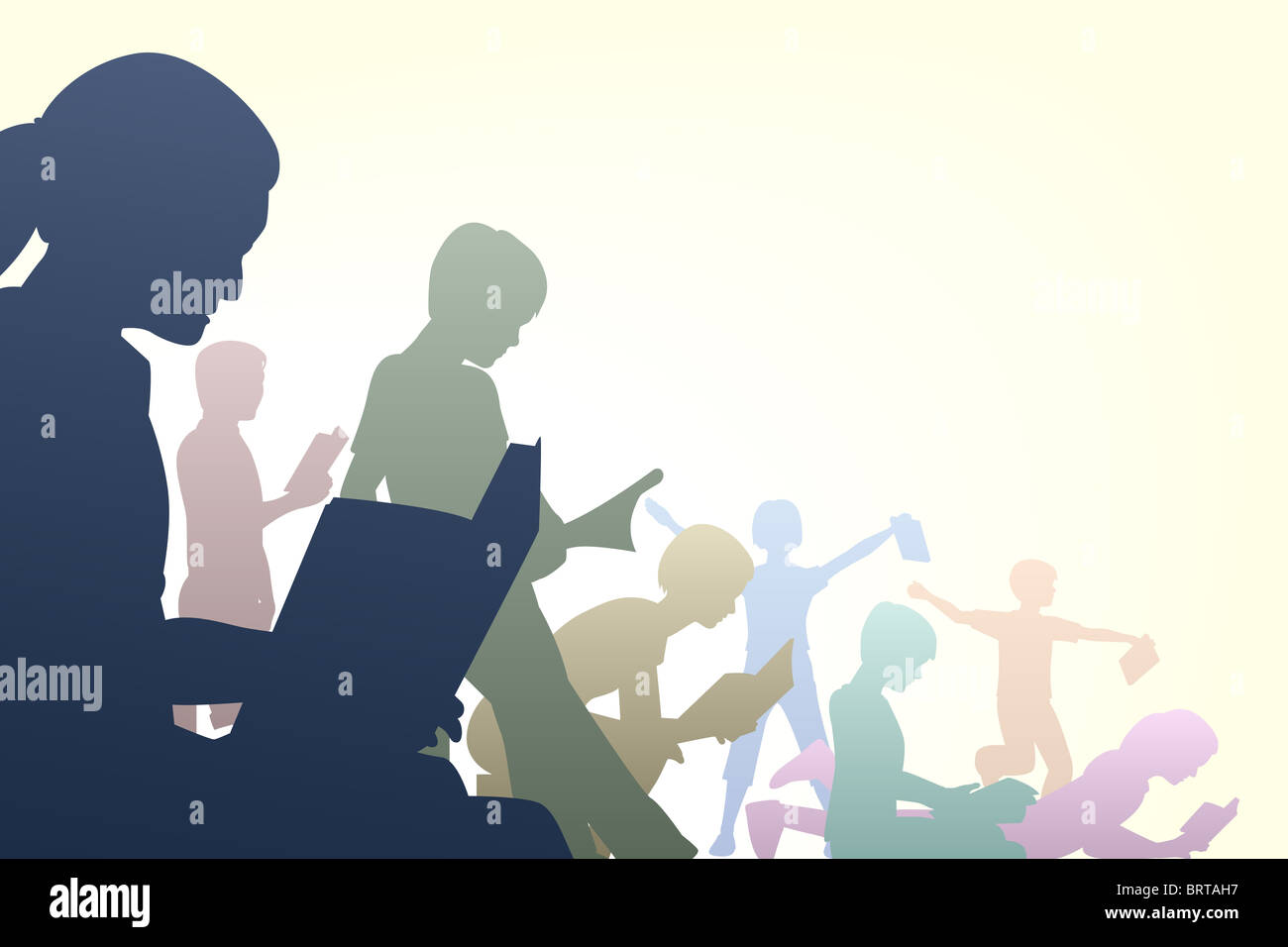 Abbildung der Kinder, die Bücher zu lesen Stockfoto