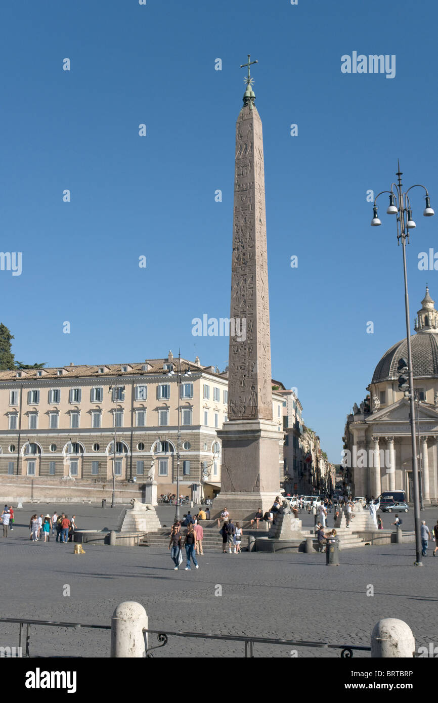 Obelisco Flaminio in Piazza del Popolo, Rom Stockfoto