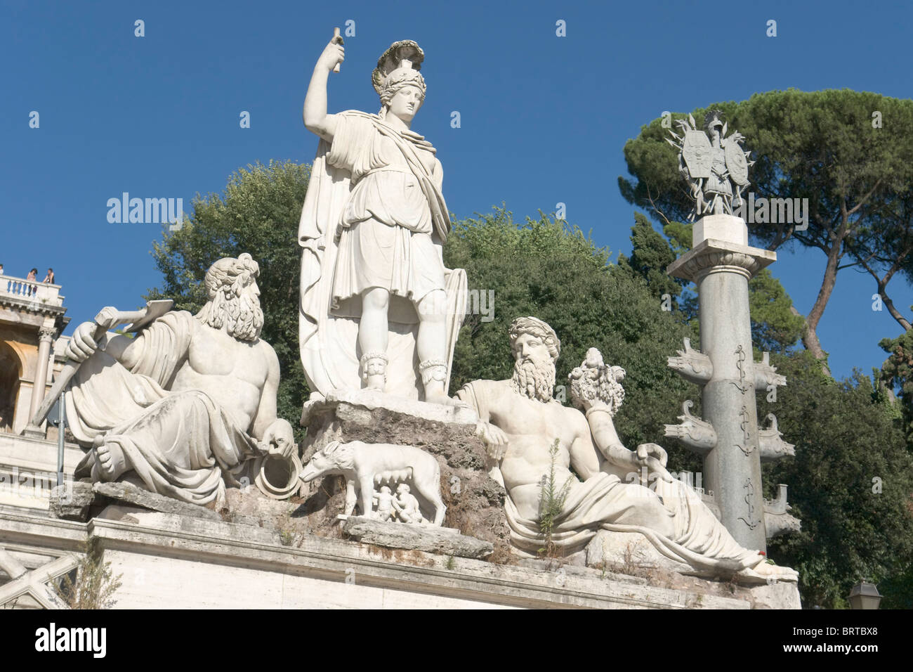 Göttin Roma zwischen Tiber und Aniene, Piazza del Popolo, Rom Stockfoto
