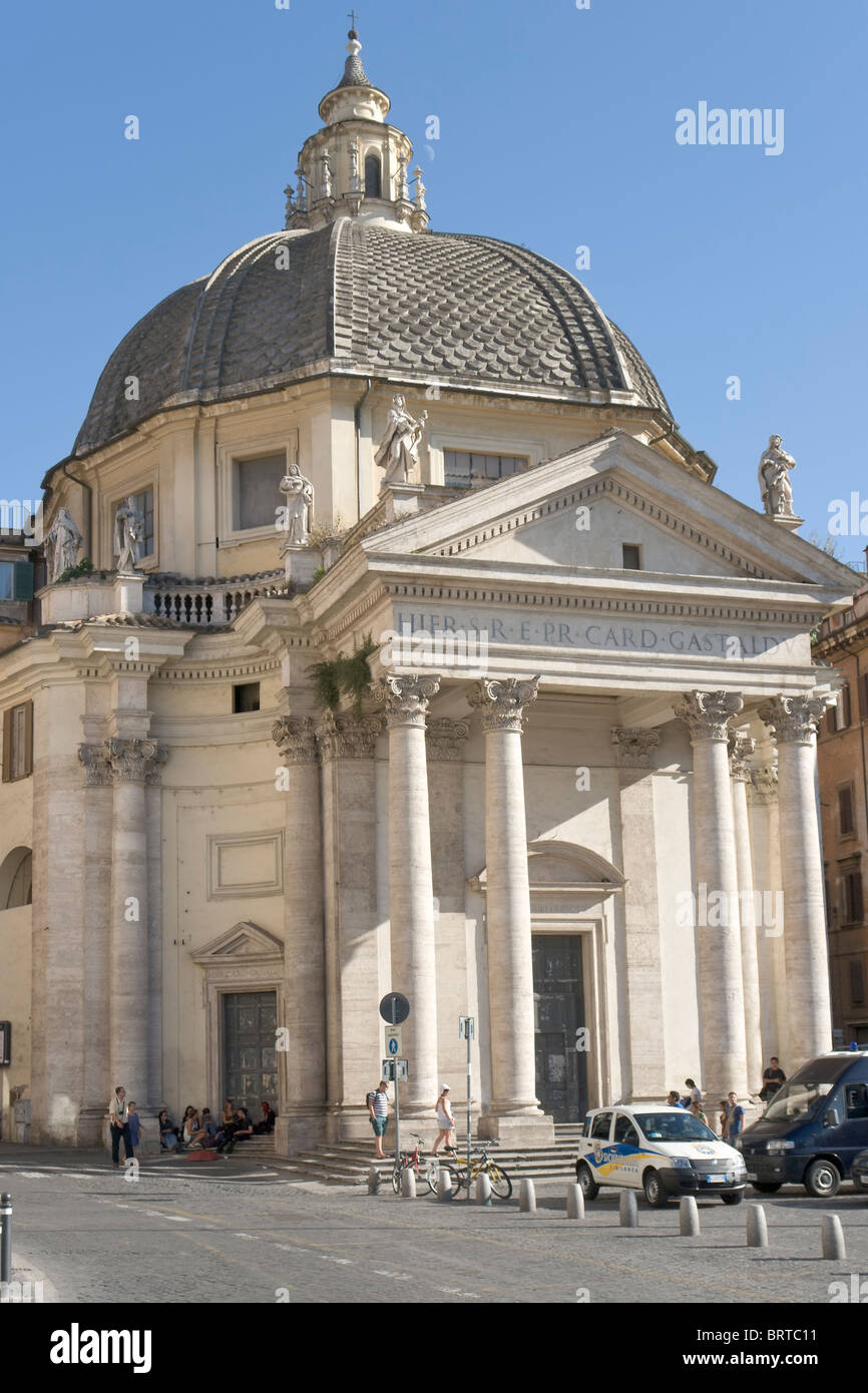 Santa Maria dei Miracoli in Piazza del Popolo, Rom Stockfoto