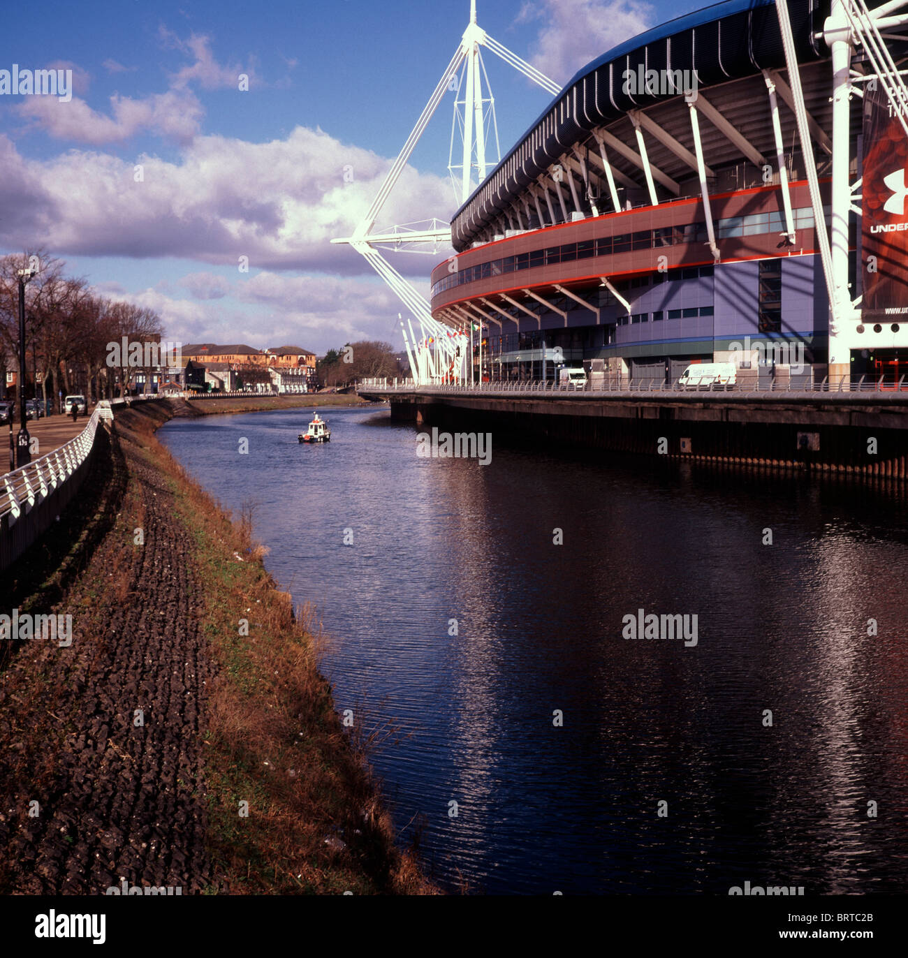 Millenium Stadium Fluss Taff Cardiff Wales Stockfoto