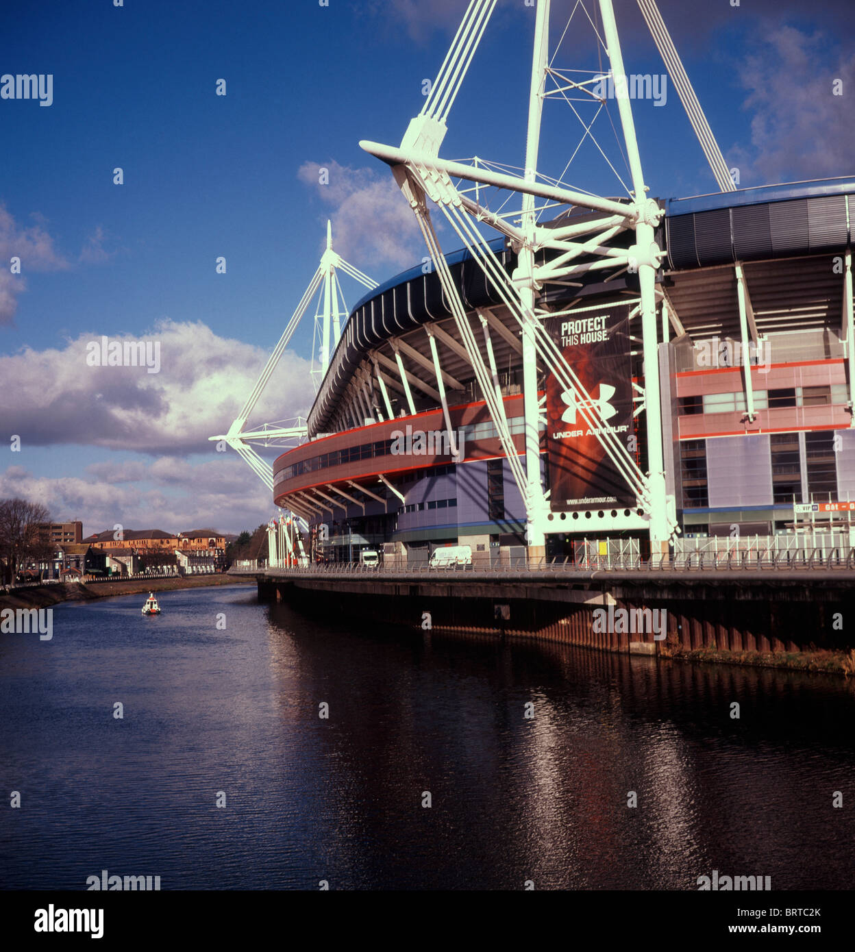 Millenium Stadium Fluss Taff Cardiff Wales Stockfoto