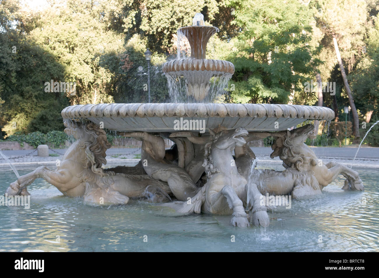 Fontana dei Cavalli Marini, Villa Borghese, Rom Stockfoto