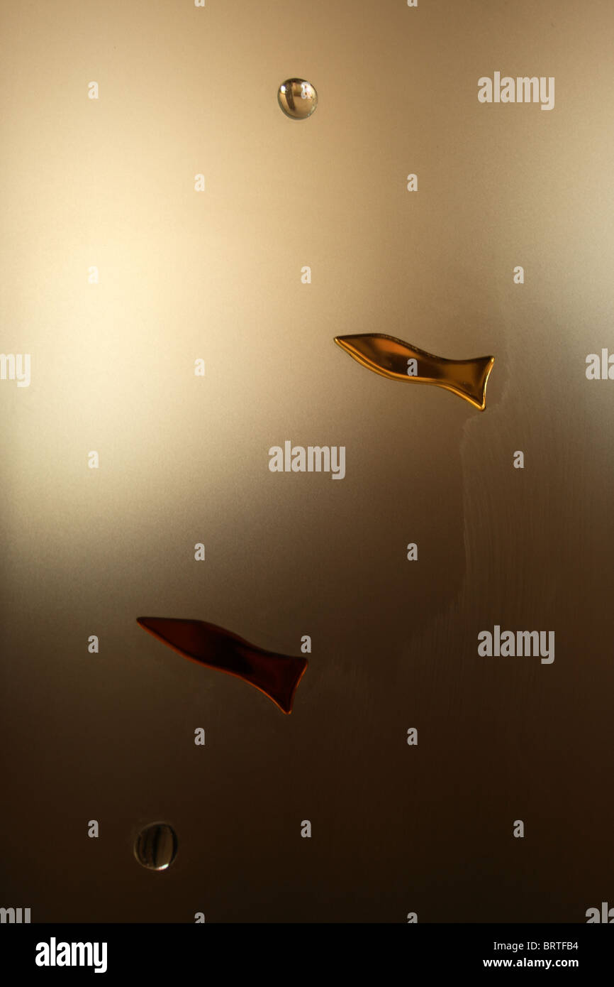 zwei braune Glas Fische gegen Licht Stockfoto