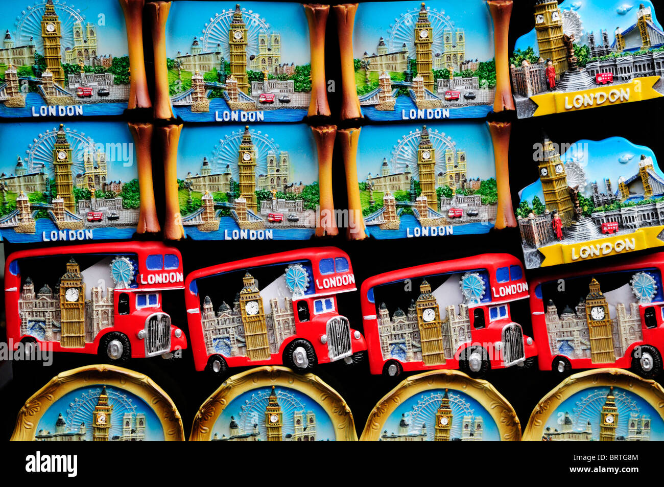 London Souvenir Kühlschrank Magneten, Portobello Road, Notting Hill, London, England, UK Stockfoto