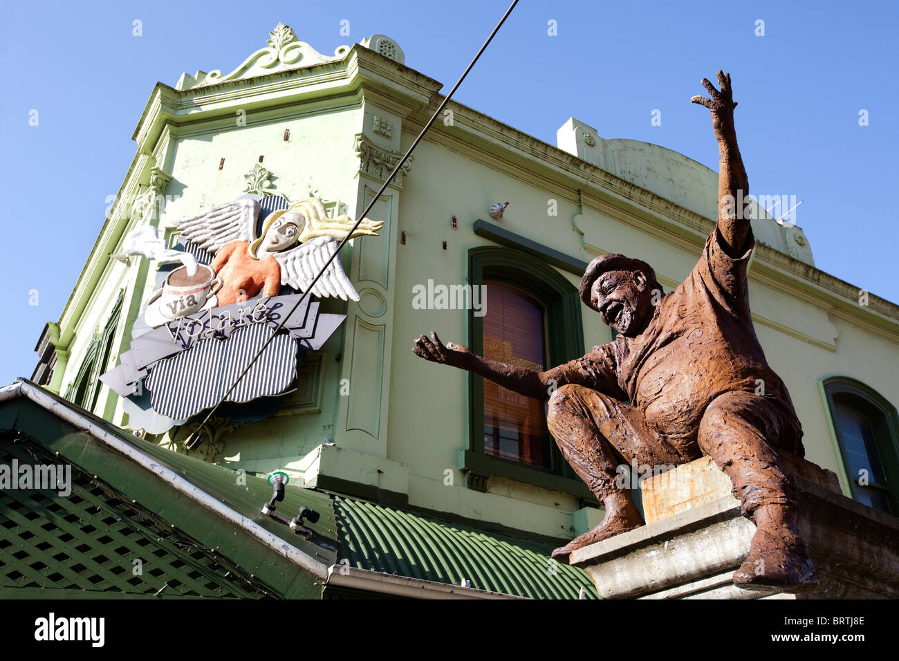 Melbourne Australien St Kunst Brunswick Street Entertainer Skulptur. Stockfoto