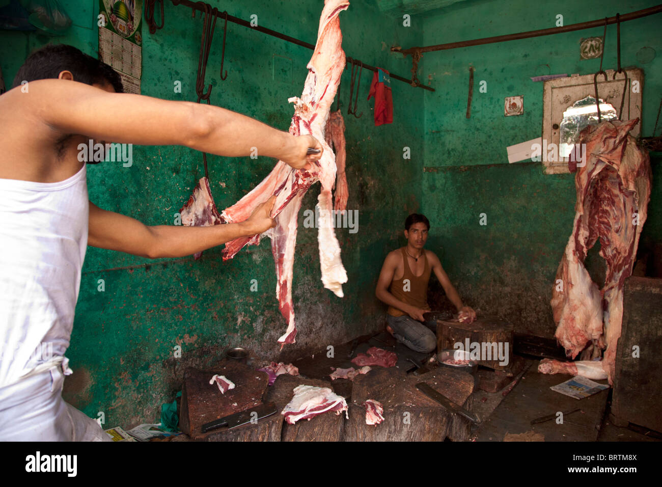 Ein Streetside Metzger in Rajasthan Stockfoto