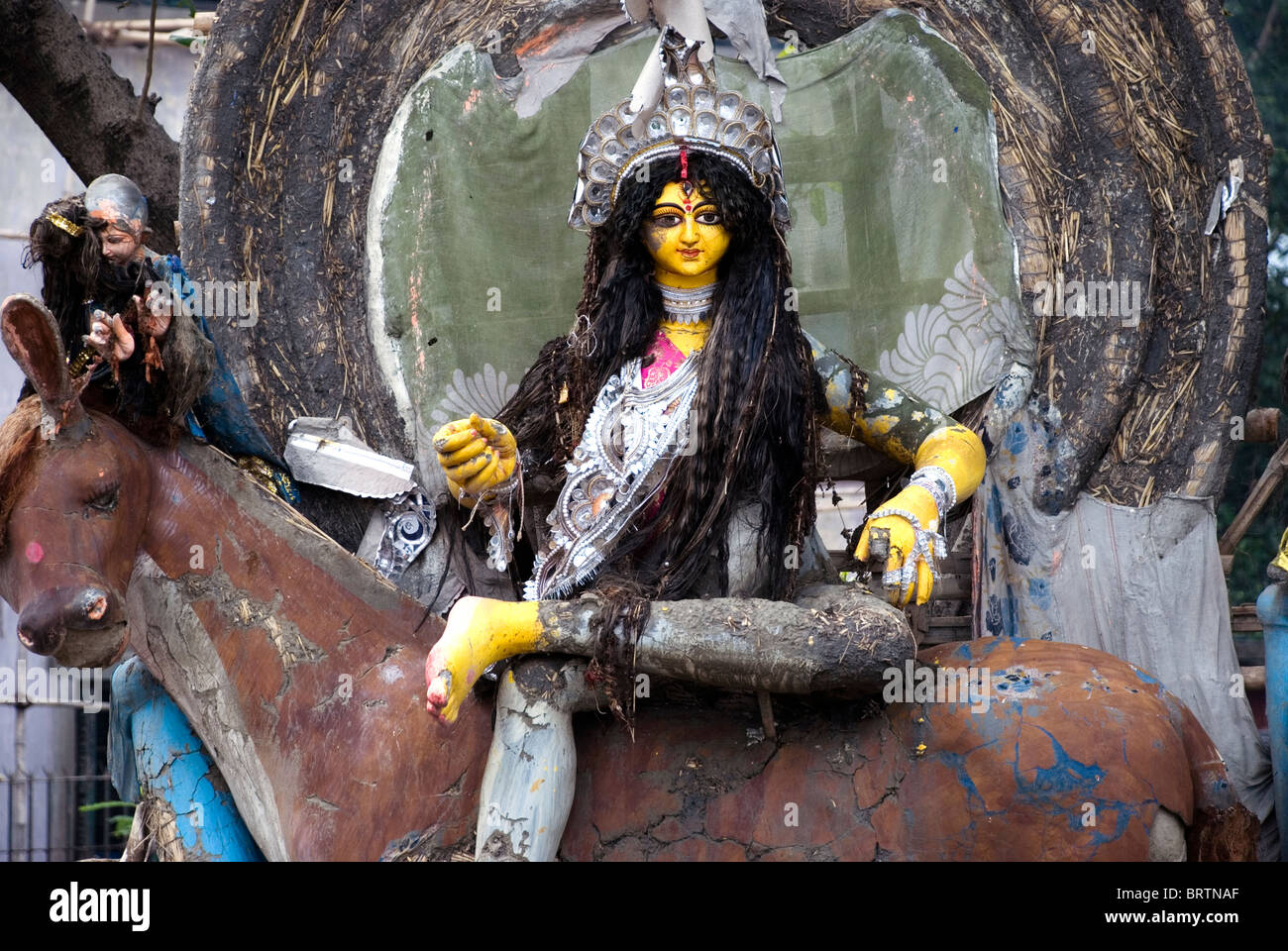 Kali Bildnis, Baba Ghat, Kolkata, Indien Stockfoto