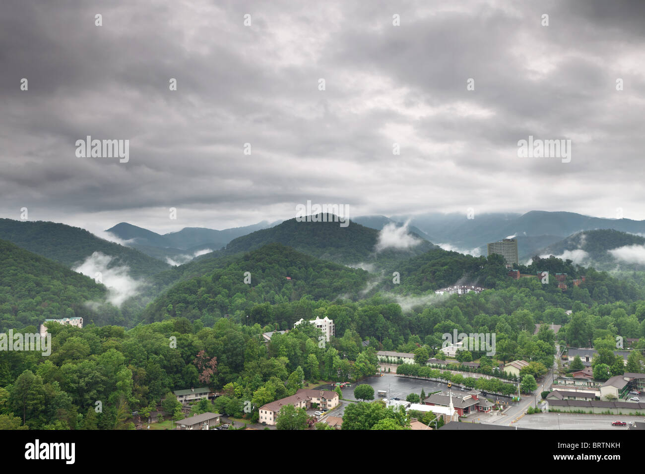 Blick auf Gatlinburg Stadt. Great Smoky Mountains National Park, Tennessee, USA Stockfoto