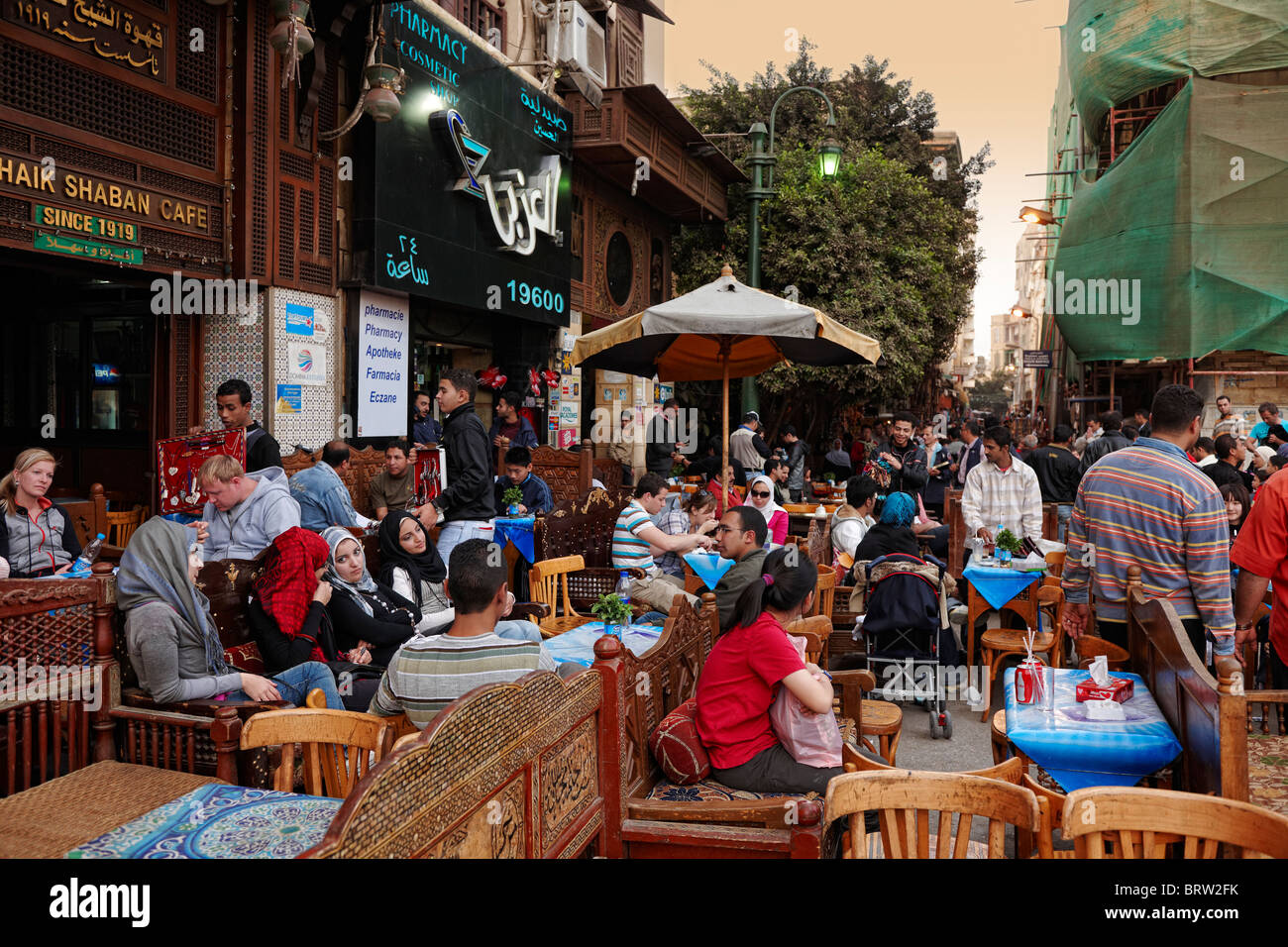 Coffee-Shops bei Khan al Khalili, Bazar in Kairo, Ägypten, Afrika Stockfoto