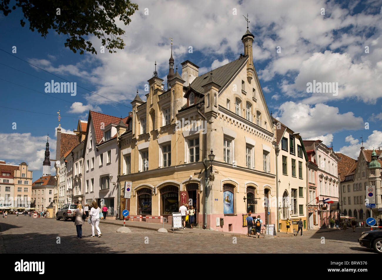 Hanse-Häuser, Rathausplatz, Raekoja, Tallinn, Estland, Baltikum Stockfoto