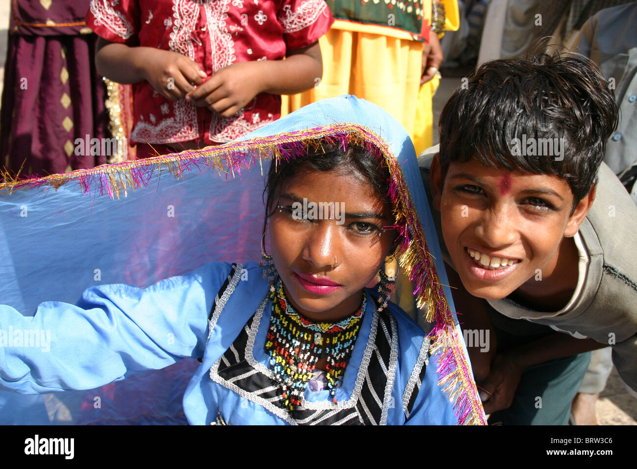 Kinder in der traditionellen indischen Kleid Stockfoto