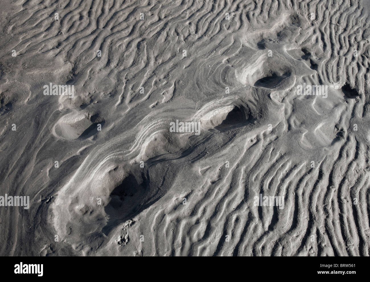 Muster auf weichen Sand am Strand Stockfoto