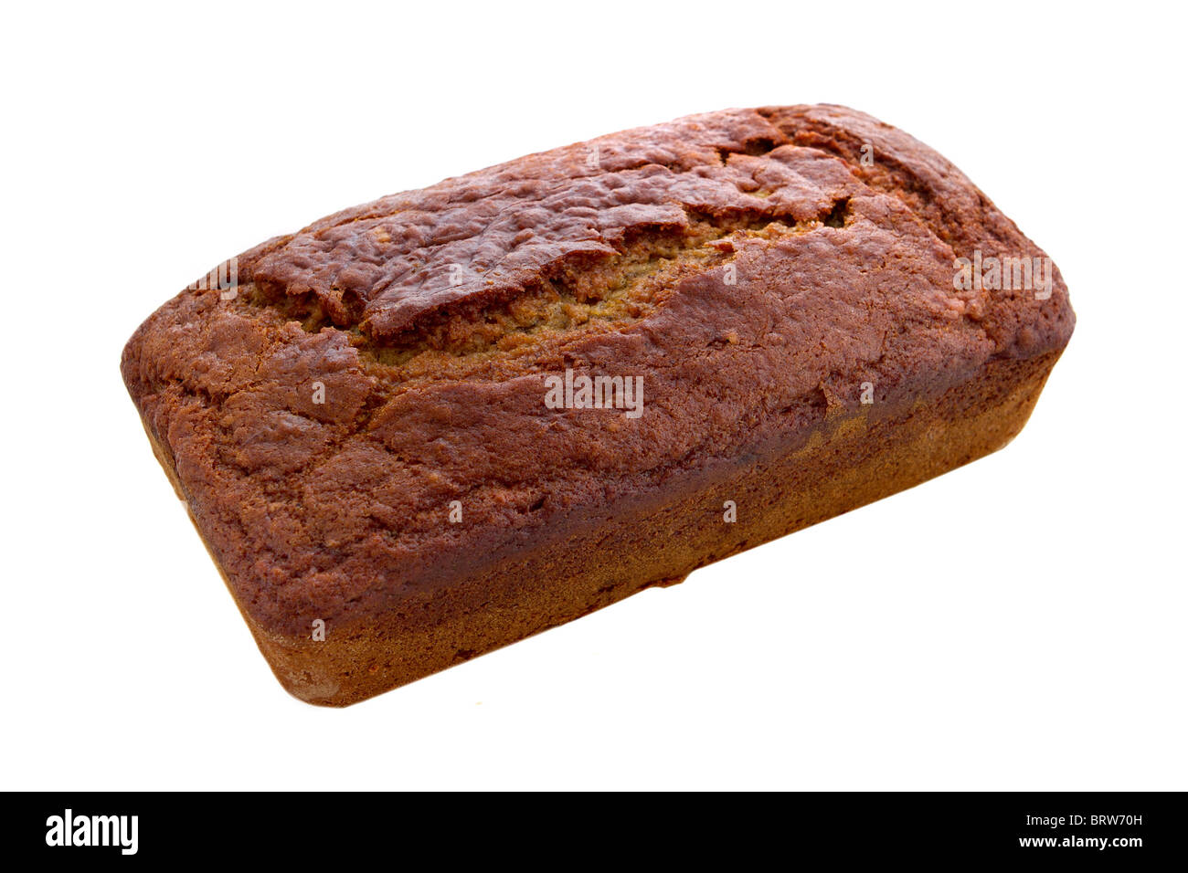 eine braune und gelbe Brotlaib frische Bananen über weiß Stockfoto